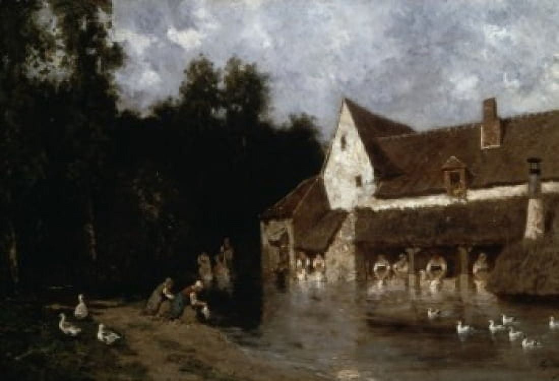 Washerwomen E Cicerie (19th Century) Canvas Art - E Cicerie (18 x 24)