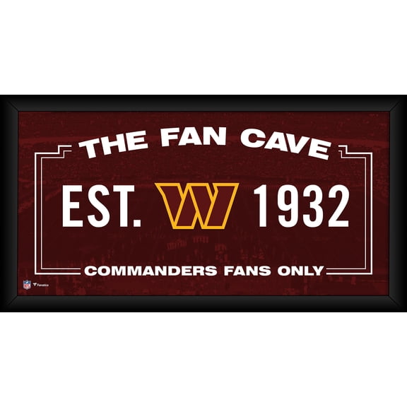 Washginton Commanders Framed 10" x 20" Fan Cave Collage