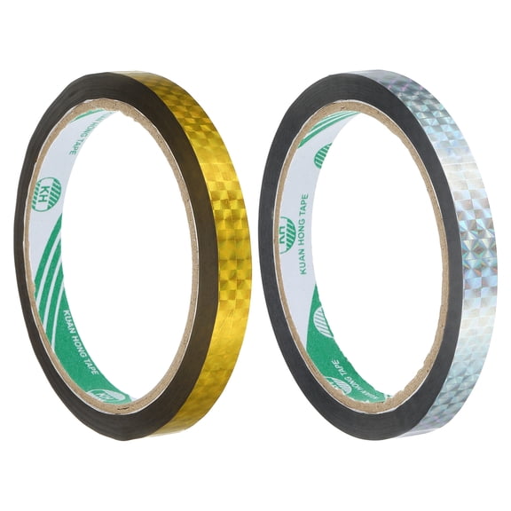 Washi Prism Tape Set 10mm Wide Holographic Color for Holiday Packaging and Decoration, Gold Tone, Silver Tone