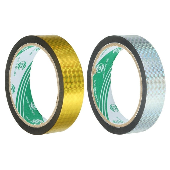 Washi Prism Tape Set 24mm Wide Holographic Color for Holiday Packaging and Decoration, Gold Tone, Silver Tone
