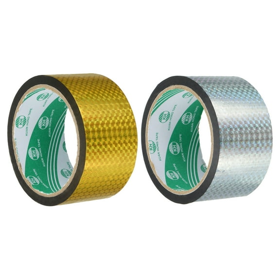 Washi Prism Tape Set 50mm Wide Holographic Color for Holiday Packaging and Decoration, Gold Tone, Silver Tone