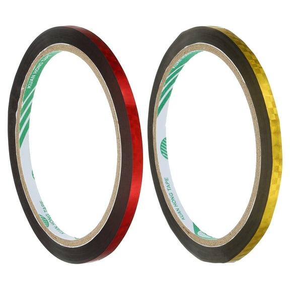 Washi Prism Tape Set 5mm Wide Holographic Color for Holiday Packaging and Decoration, Red, Gold Tone
