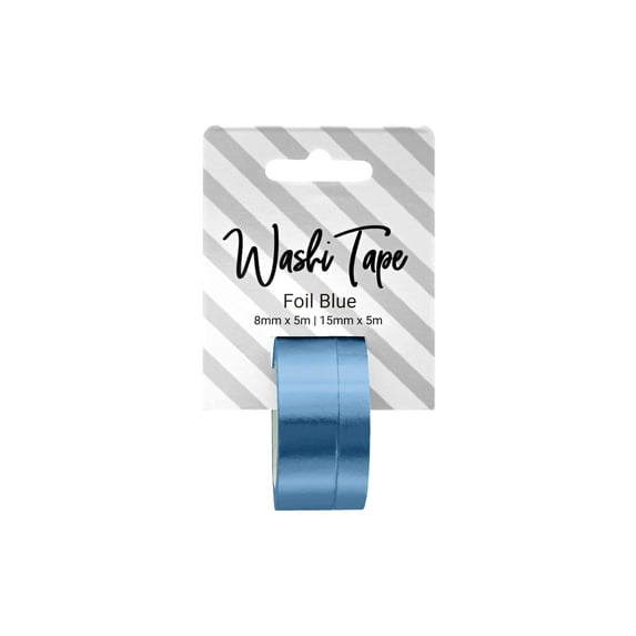 Washi Tape 8 & 15mm x 5m Foil Blue