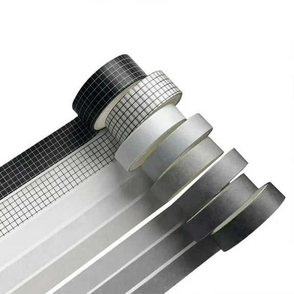 Washi Tape Clearance, Furenl 8 /Box Washi Tape Adhesive Convenient Solid Colors Decorative Students School Scrapbook Stickers for Decorating, Black