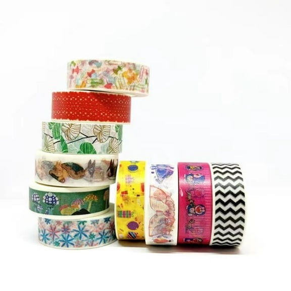 Self-Adhesive Washi Tape Decorative Tapes, Random Patterns, 10 Rolls