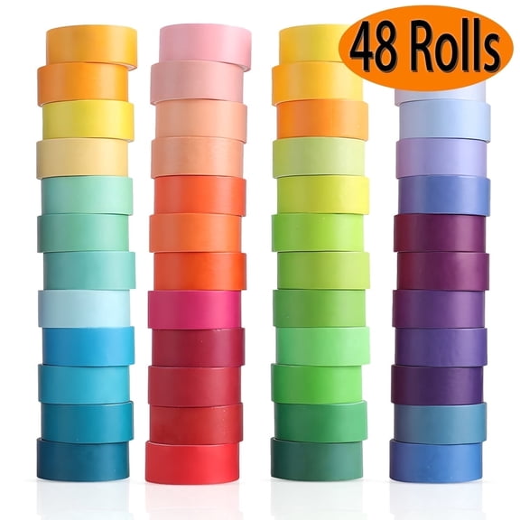 Washi Tape Rainbow Tape Writable Washi Craft Tape for DIY Scrapbook Crafts Supplies 48 Rolls