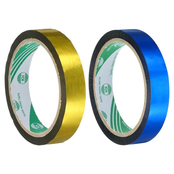 Washi Tape Set 18mm Wide Holographic Color for Holiday Packaging and Decoration, Gold Tone, Blue
