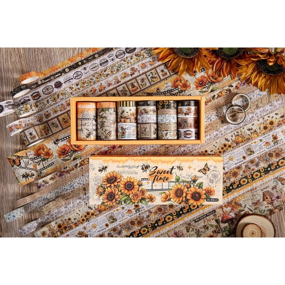 Washi Tape Set 20 Rolls - Vintage Bee Floral Butterfly Botanical Washi Tape Kit, Cute Retro Decorative Tapes for Scrapbooking Supplies,Junk Journal, Bullet Journaling, DIY Art Crafts, Gift Wrapping