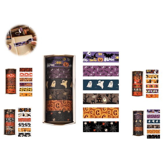 Washi Tape Set 37 Rolls - Witches Theme Colored Decorative Adhesive Tape for Journaling, Vintage Artists Tape for Junk Journaling Supplies, Scrapbooking, DIY Crafts, Gift Wrapping, Planner(A Style)