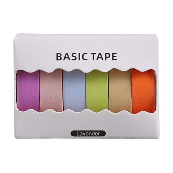 Washi Tape Set 6 Solid Colors for Journaling, Scrapbooking, Planners, DIY Crafts and Labeling