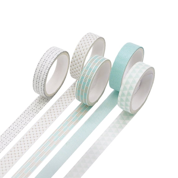 Washi Tape, Simple Pattern Style Washi Tape Set, Craft Supplies for Scrapbooking & DIY Decorative Projects, 5 Rolls