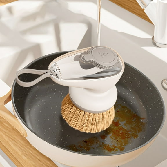 Washing Up Brush, Large Dish Brush with Soap Dispenser, Comfortable Grip Dish Scrubber with Ergonomic Handle, Powerful Cleaning Soap Dispensing Dish Brush, for Kitchen Gadgets