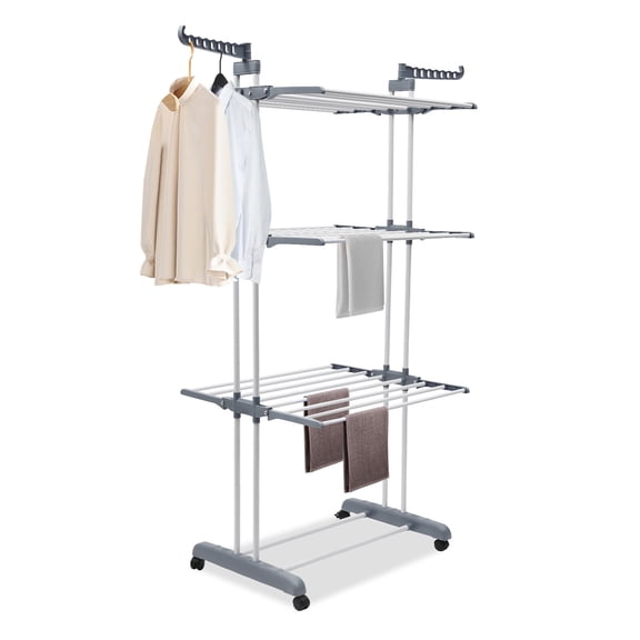 Washing Drier Line Home Foldable 4-Tier Clothes Drying Rack Stand Airer Laundry