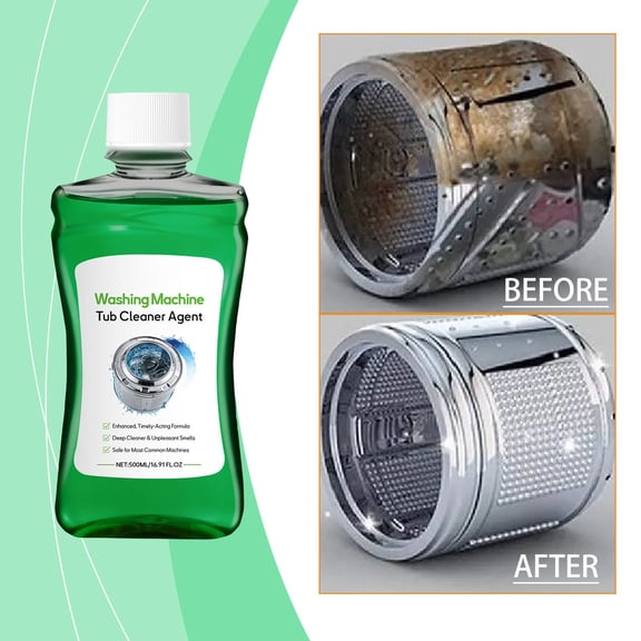 Washing Drum Cleaner 500ml, Deep-Cleaning Low-Foam Deodorizing Protects Inner Drum Removes Hidden Grime and Odors for All Washing Machines Front Load Top Load Agitator Washers Household Use