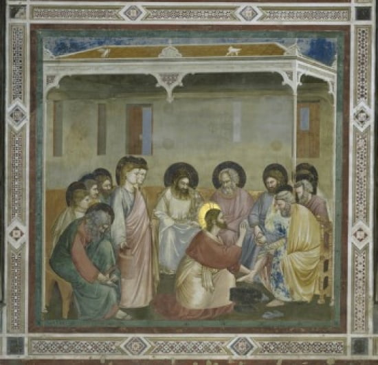 The Washing of the Feet Giotto di Bondone (c 1266-1337 Florentine) Fresco Arena Chapel Cappella degli Scrovegni Padua Canvas Art - Giotto di Bondone (18 x 24)