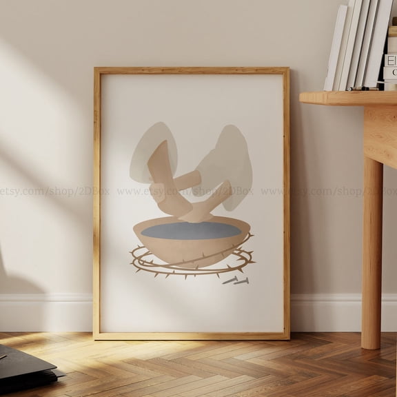 Washing Feet Poster, Christian Rustic Wall Art, Unframed Paper Poster 8x10in