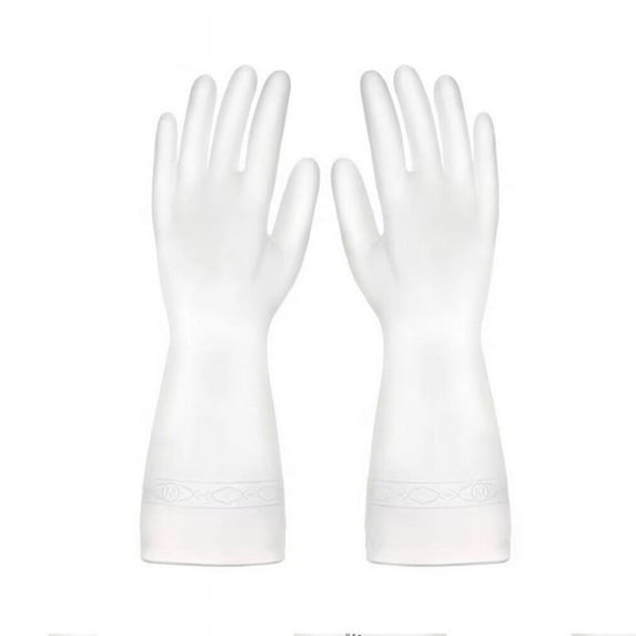 Washing Gloves Waterproof And Oil-proof Kitchen Rubber Gloves Washing Dishes Washing Clothes Rubber Cleaning Housework Gloves White M