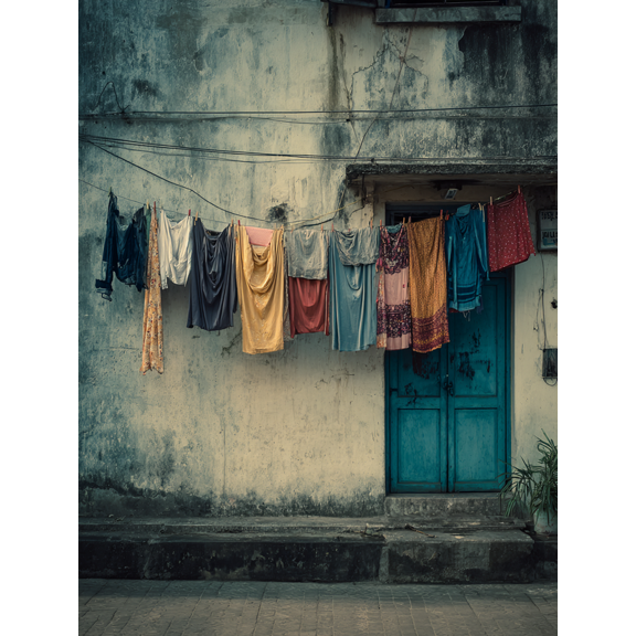 Washing Line Canvas Print, Suitable for Living Room, Bedroom, Kitchen, Hallway, Entryway, Apartment Decor
