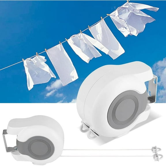 Washing Line Retractable Outdoor Double Clothes Line Heavy Duty Wall Mounted Drying Line Indoor Outdoor Laundry Line 42.65ft