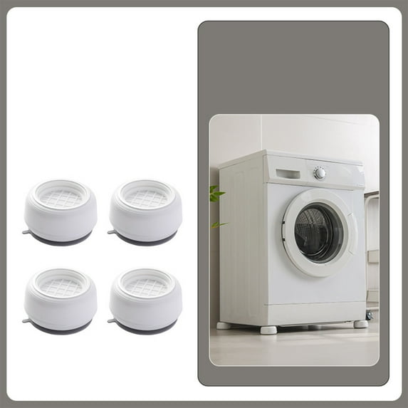 Washing Machine Anti-Vibration Pads Set of 4 | Universal Foot Cushions for Washer Dryer | Non-Slip Noise Dampening Base | Plastic Durable Material | White Black | Fits Tables & Chairs | 7x7x4cm