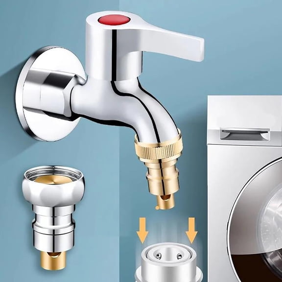 Washing Machine Automatic Water Stop Connector | Brass 1/2” Threaded Hose Fitting | Leak-Proof Easy Install | No Flooding | Gold Finish | 1 Piece | 20x34mm