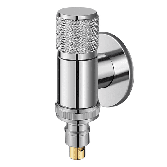 Washing Machine Automatic Water Stop Valve Solid Brass Single Cold Wall Mounted Cold Water Outlet Basin Silver