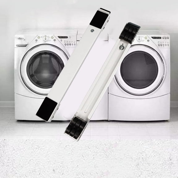 Washing Machine Base Stand Trolley Feet Movable Adjustable Telescopic Fridge Stand Wheel for Dryer Refrigerator -White