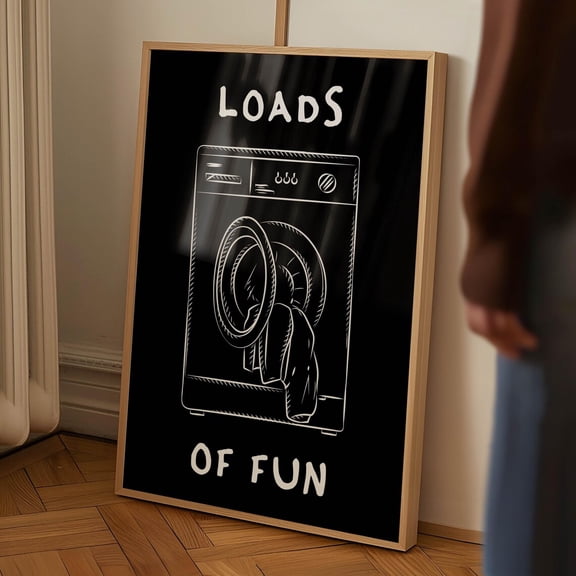 Washing Machine Black and White Wall Art Minimalist Laundry Room Organization Sign 4 Unframed Paper Print