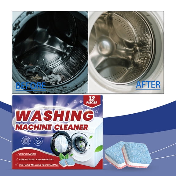 Washing Machine Cleaner under $5! Cagogo Washing Machine Cleaning Sheets, 6-in-1 Descaling Tablets for Household Drum Washers, Gentle Stain and Odor Remover, Daily Maintenance Cleaner for Front Load