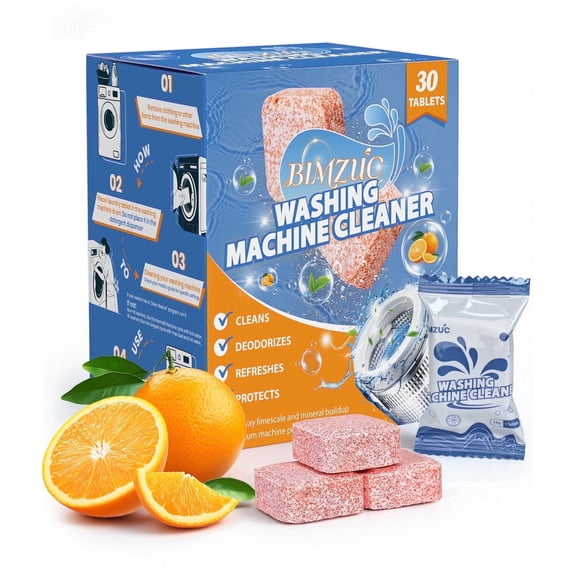 BIMZUC Washing Machine Cleaner Tablets, 30 Count, Orange Scent, For All Washing Machines