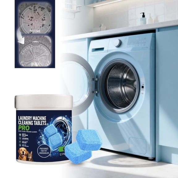 Washing Machine Cleaner Deep Deodorizer Remover, Dryer Cleaning Tablets Pet Hair Lint Freshening Pack, Active Washing Machines Cleaner Tablets for Laundry
