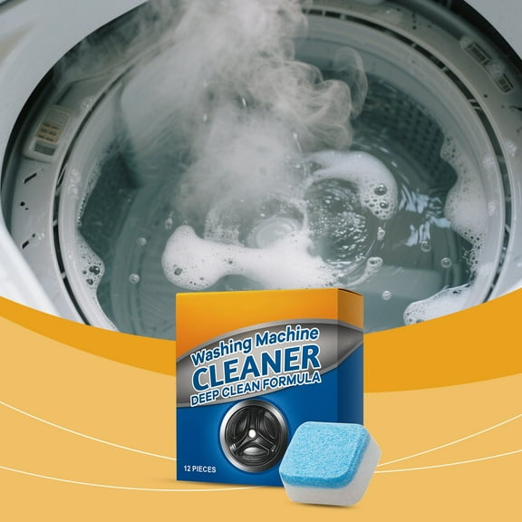 Washing Machine Cleaner Descaler 12 Pack - Deep Cleaning Tablets For HE Front Loader & Top Load Washer, Septic Safe Eco-Friendly Deodorizer, Clean Inside Drum and Laundry Tub Seal - 6 Month Supply