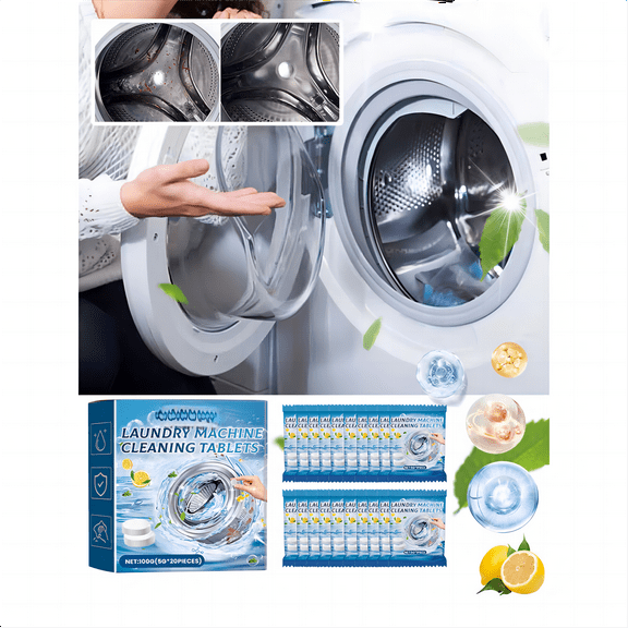 Washing Machine Cleaner Descaler 20 Tablets, Deep Cleaner Tablets for HE Front Load and Top Load Washers, Suitable for All Washer Machines