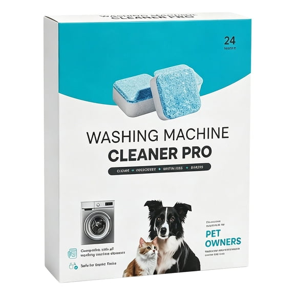 Washing Machine Cleaner Descaler Tablets, 24 Count Deep Clean Washer Cleaner Tablets for Front Load & Top Load Washing Machine Descaler for Odor Control, Pet Owning Household,Light blue