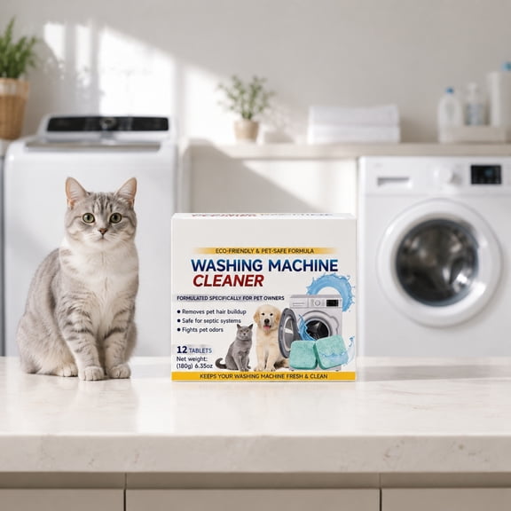 Washing Machine Cleaner Tablets 12 Count Effervescent Deep Clean Limescale Remover Odor Eliminator for Front Top Load Washers Eco Friendly Tabs