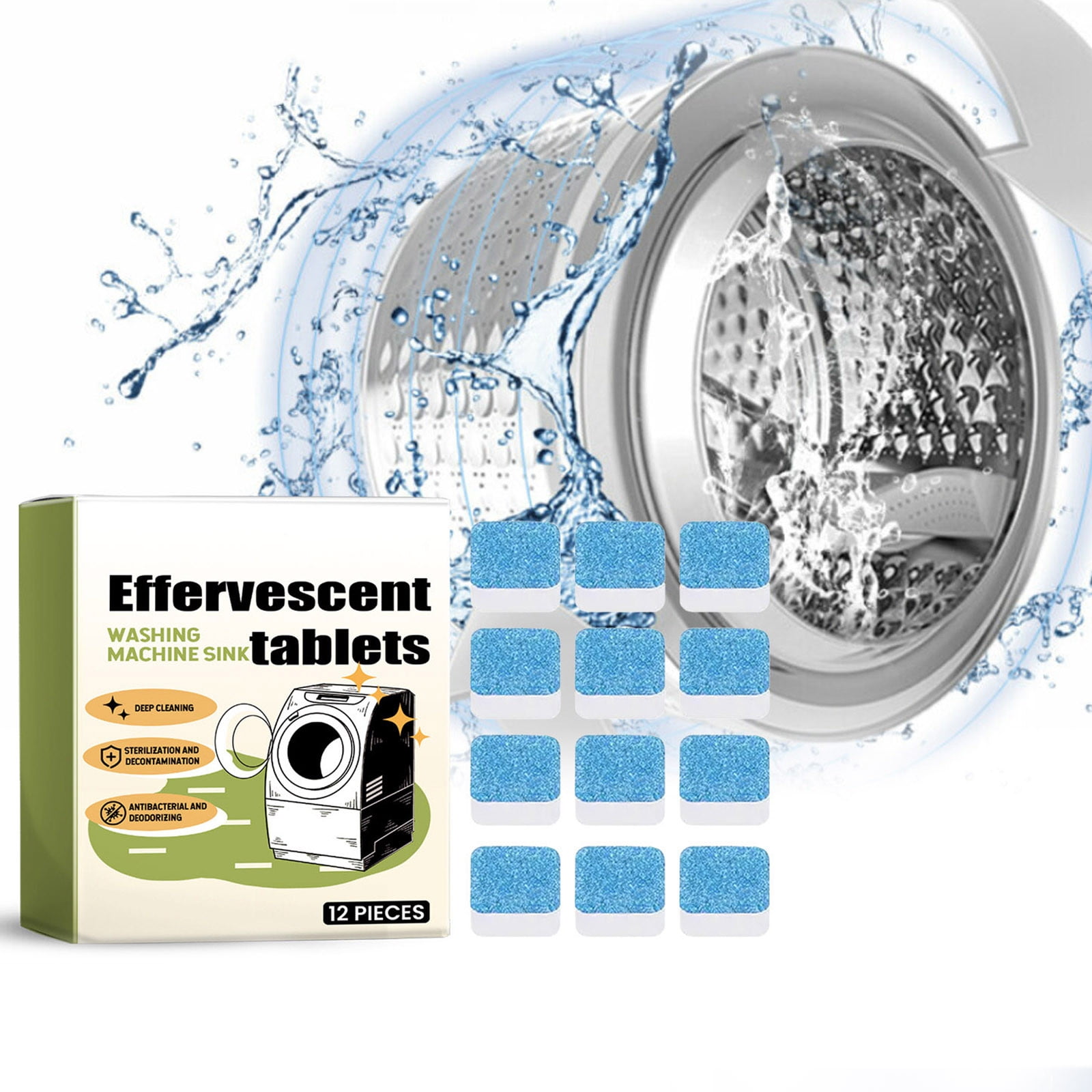Washing Machine Cleaner Tablets 12 Pack for YearRound Deep Clean of