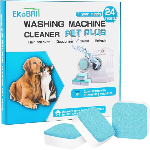 Washing Machine Cleaner Tablets – 24-Pack Deep Cleaning & Descaler for HE, Front Load & Top Load washer cleaner tablets, Septic-Safe, 12-Month Supply