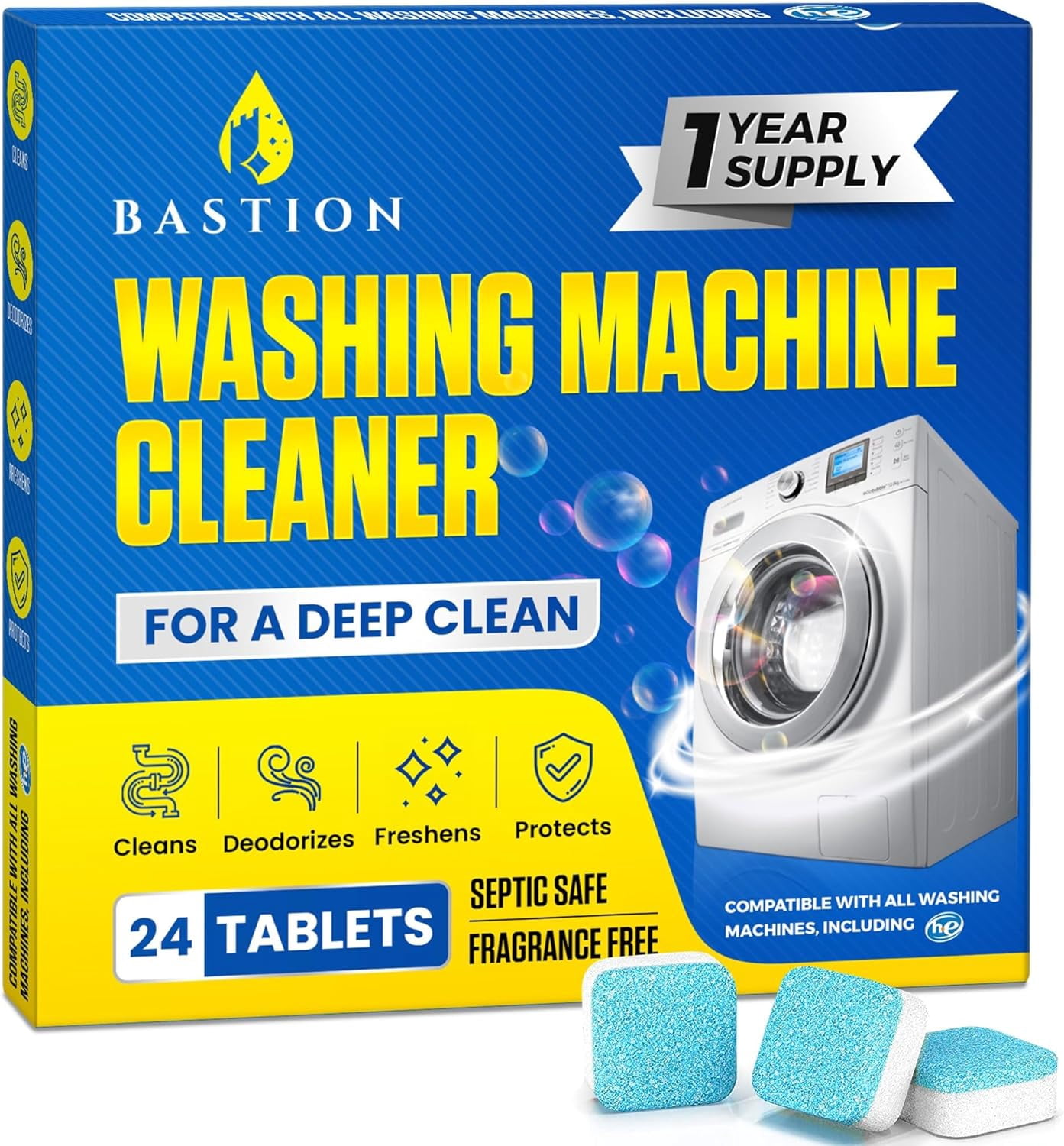 Washing Machine Cleaner Tablets 24 pack Powerful Descaler -Deep ...