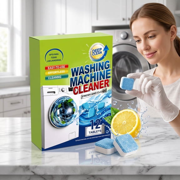 Washing Machine Cleaner Tablets Deep Clean Effervescent Pods for Front Top Load Washers Odor Remover Limescale Descaler