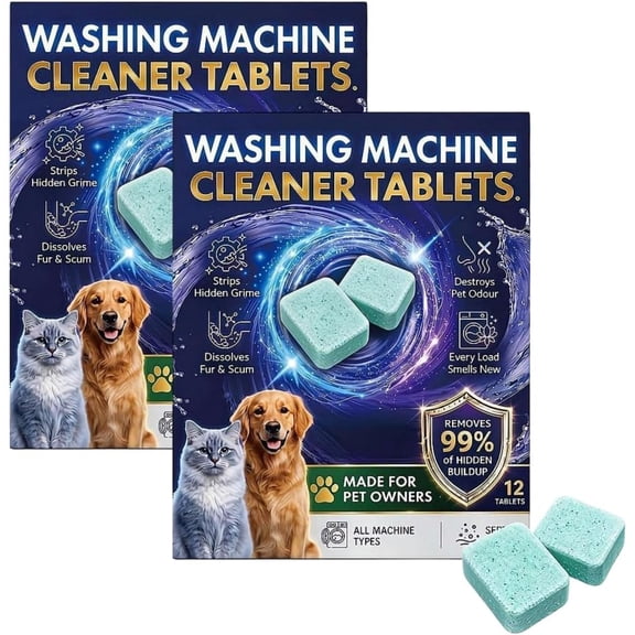 Washing Machine Cleaner Tablets, Enzyme Deep Clean Tablets for Pet Hair, Universal Compatibility Plumber Safe Drum Descaler for Front and Top Load Washers, Household Daily Use (Green 2set)