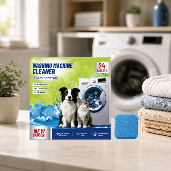 Washing Machine Cleaner Tablets, Pet Hair Odor Remover Tabs Remove Grime Limescale And Residue With Deep Cleaning Formula, For Front Load Top Load Washers Pet Owners