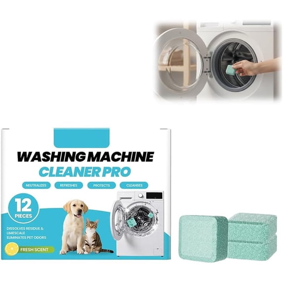 Washing Machine Cleaner Tablets for Pet Owners, Deep Clean Enzyme Washer Machine Cleaner Tablets, Removes Pet Hair, Odor, Soap Scum, Septic Safe for Front Load Top Load HE Washers(xw)