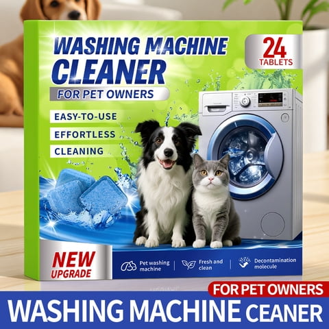 Washing Machine Cleaner Tablets for Pet Owners, Washing Machine Cleaning TabletsFor HE Front Loader & Top Load Washer. Easily Removes Residue, Grime, and Odors. Septic Safe. 24Pack