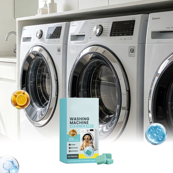 Washing Machine Cleaning Tablets Drum Cleaner Descaler 15 Pack Limescale Mold Odor Remover for Front Load Top Load Washer Deep Cleaning Maintenance Hygiene Care Appliance Cleaning Tablets