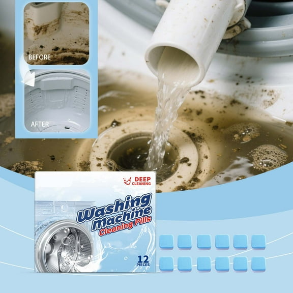 Washing Machine Cleaning Tablets | High-Efficiency Drum Cleaner | Deep Stain Removal & Odor Eliminator | Front Load & Top Load Compatible | 1 Tablet | Powerful Descaling | Fresh Results