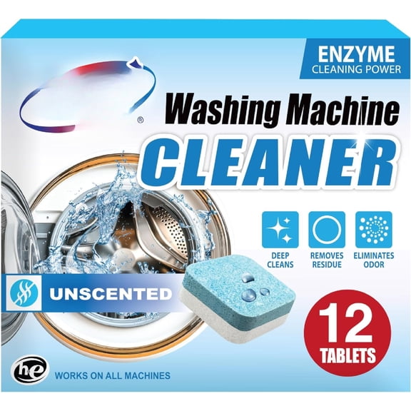 Washing Machine Cleaning tablets, 12  is Formulated with Enzyme, Deep Cleans and Deodorizes Front and  Loading Washers use up to 1-year  Unscented