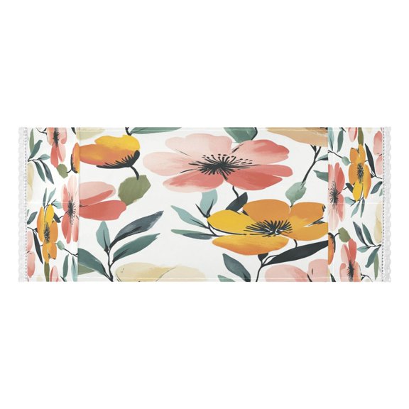 Washing Machine Cover Cloth 51.2x22 Inch Refrigerator Cover Cloth, Washing Machine Dust Cover, Refrigerator Dust Cover, Electrical Appliance Dust Cover Yellow Flower Oil Painting