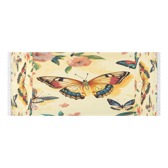 Washing Machine Cover Cloth 51.2x22 Inch Refrigerator Cover Cloth, Washing Machine Dust Cover, Refrigerator Dust Cover, Electrical Appliance Dust Cover Pale Yellow Butterfly