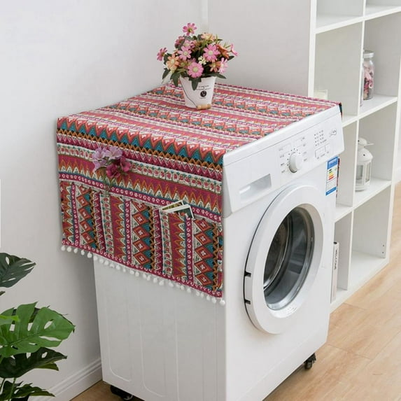 Washing Machine Cover Dust Oil Proof Dryer Top Loader Cloth with Side Storage Pockets Kitchen Refrigerator Appliance Protector