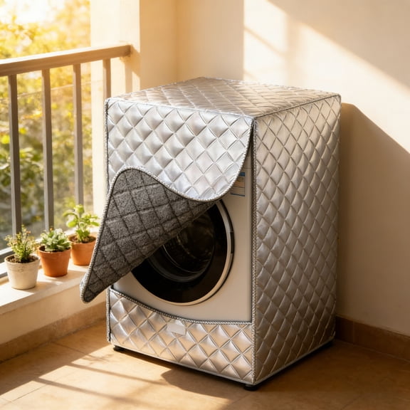 Washing Machine Cover Front Load Washer Dryer Protector Quilted Waterproof Dustproof Cover for Top Load Appliances Home Outdoor Balcony Bathroom Laundry Room 23.6 Inch